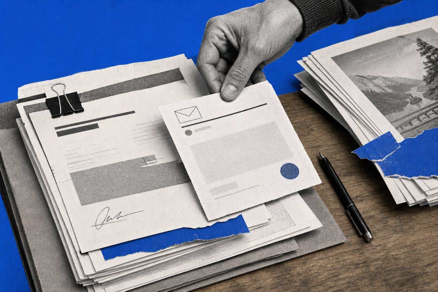 A late freelance invoice moves through written reminders, a work pause and documented dispute preparation.