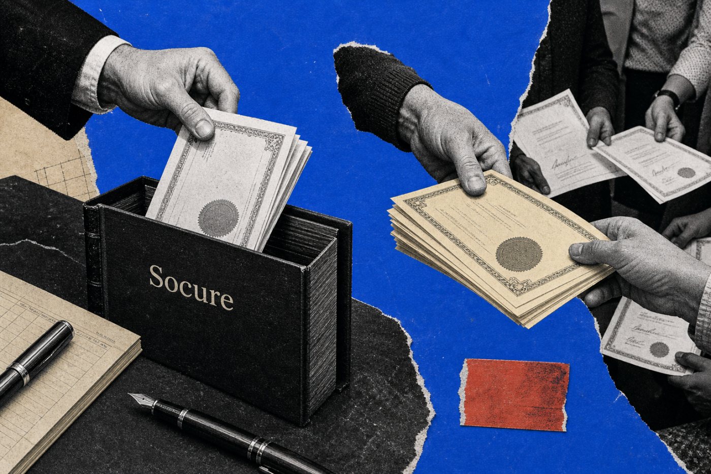 Socure finansmanının şirkete giren birincil sermaye ile çalışanların pay satışına ayrılan ikincil bölüm olarak ikiye ayrılması
