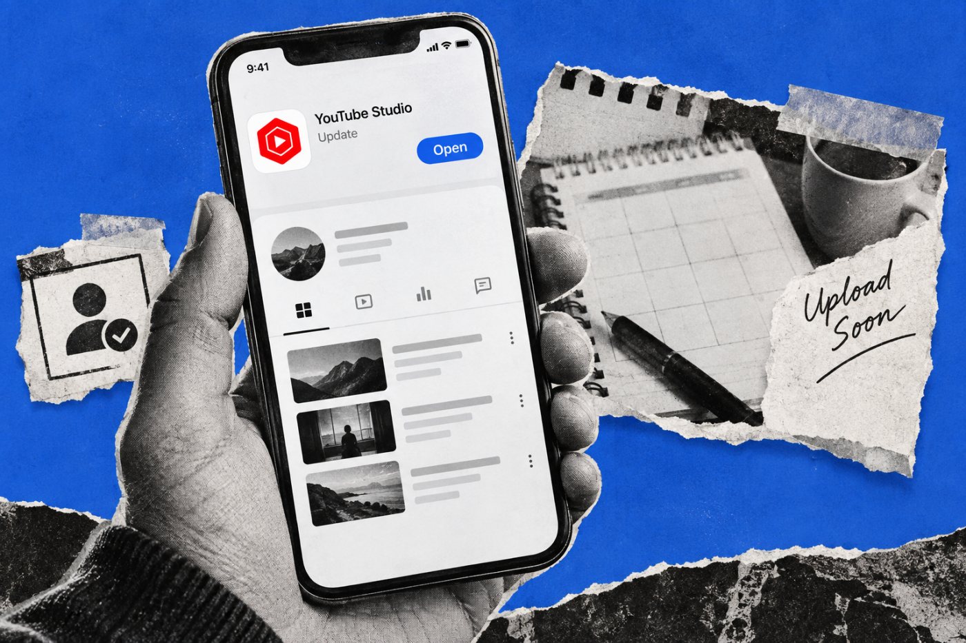 Actualización de YouTube Studio completada antes de gestionar una publicación desde el móvil.