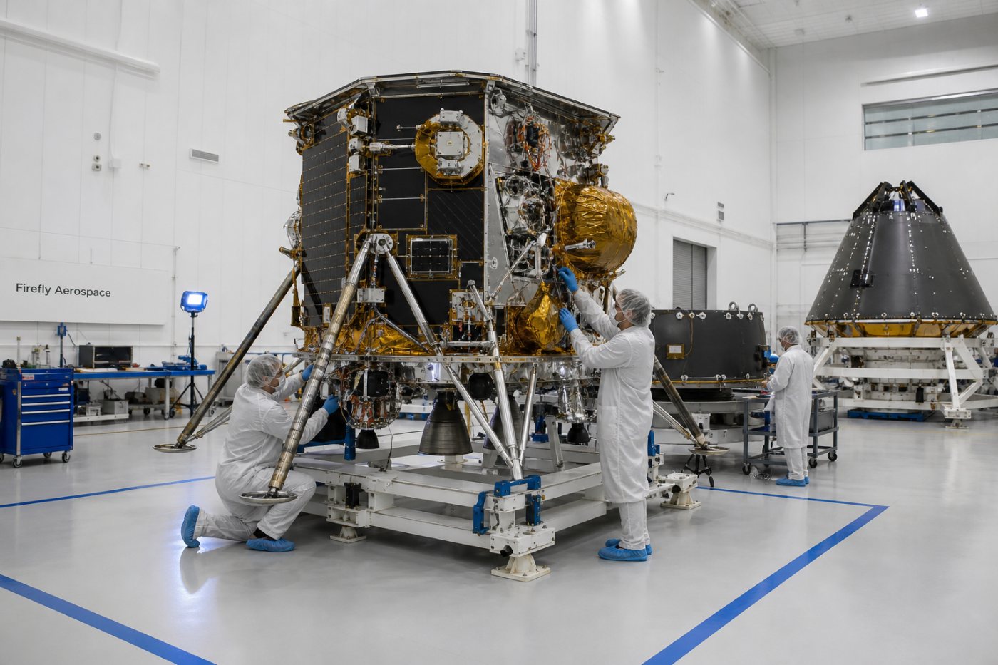 Módulo lunar Blue Ghost en integración para las entregas contratadas por la NASA