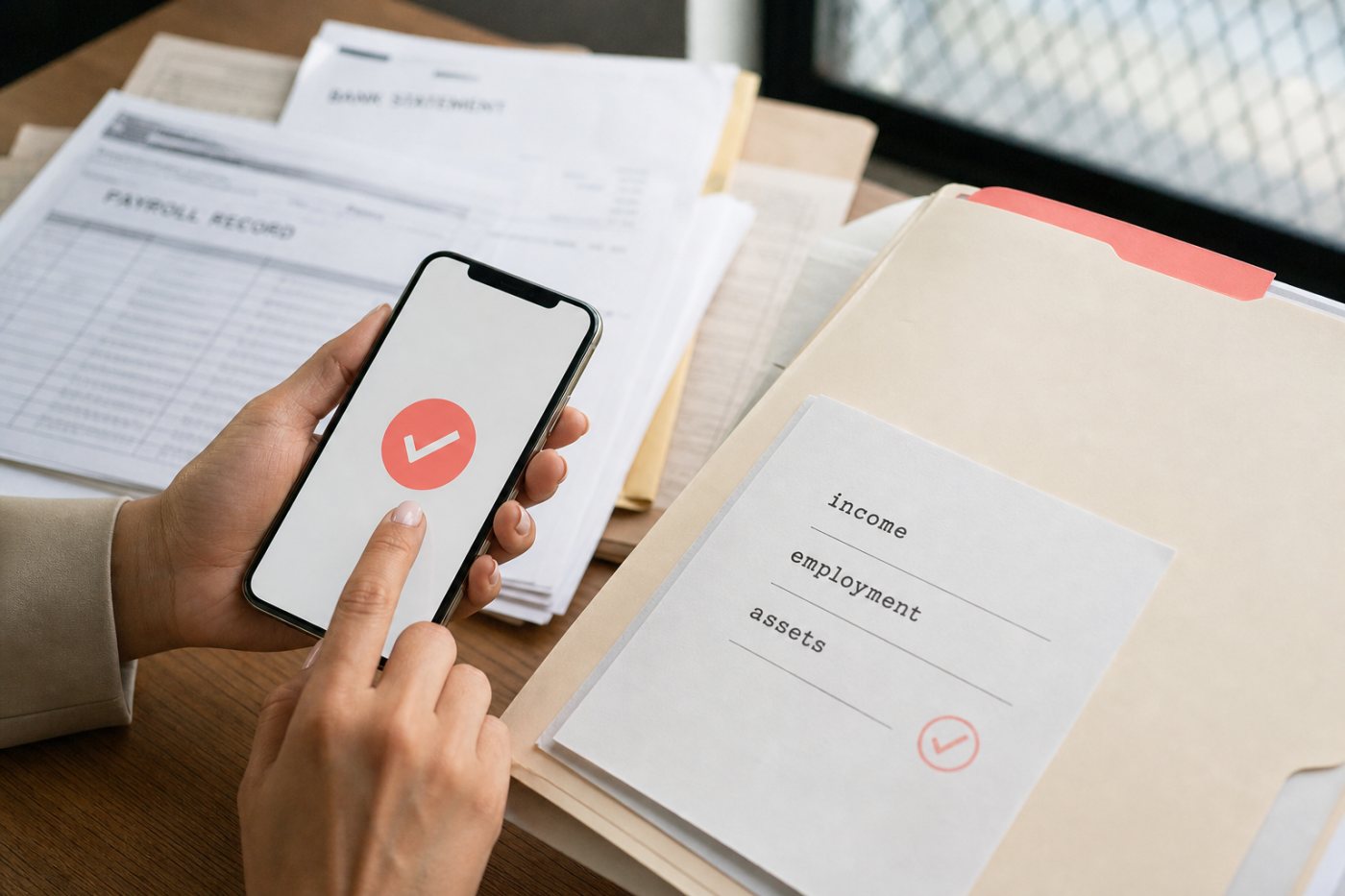 Una autorización conecta registros de nómina y bancarios con una solicitud que recibe datos verificados de ingresos, empleo y activos.