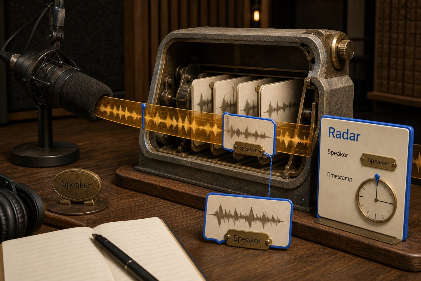 Radar localiza dentro de un pódcast un pasaje con el hablante y el momento del episodio identificados.