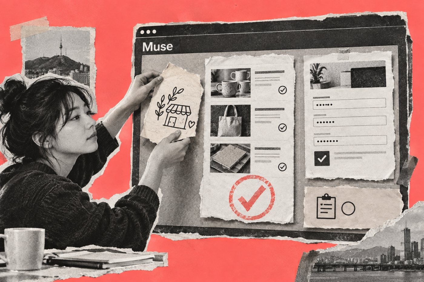 Muse가 사업 시작 목표를 조사·조건 비교·양식 작성의 실행 단계로 나누어 처리하는 과정