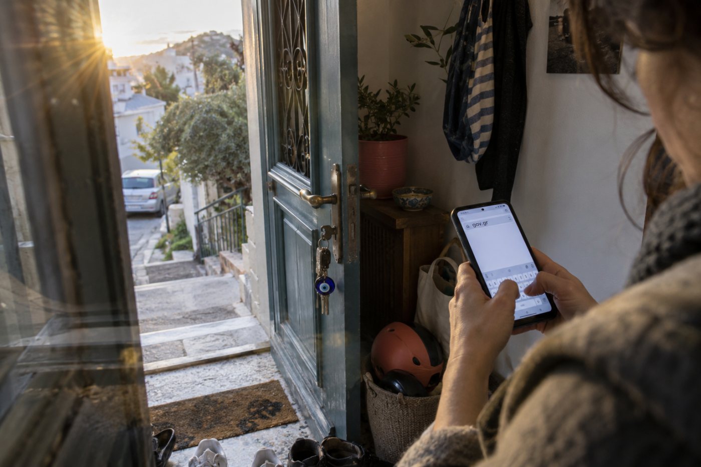Απευθείας είσοδος στο gov.gr από τον πολίτη, χωρίς χρήση του συνδέσμου του ύποπτου μηνύματος.