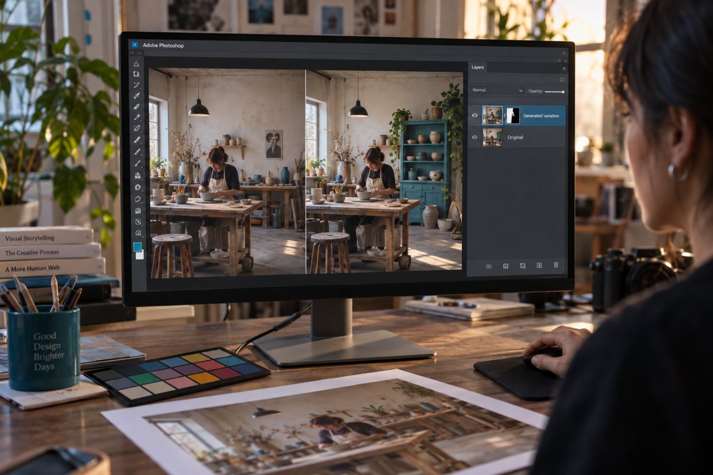 Prompt to Edit sonucunun Photoshop’ta maskelenebilir ayrı bir üretken katmana dönüşmesi