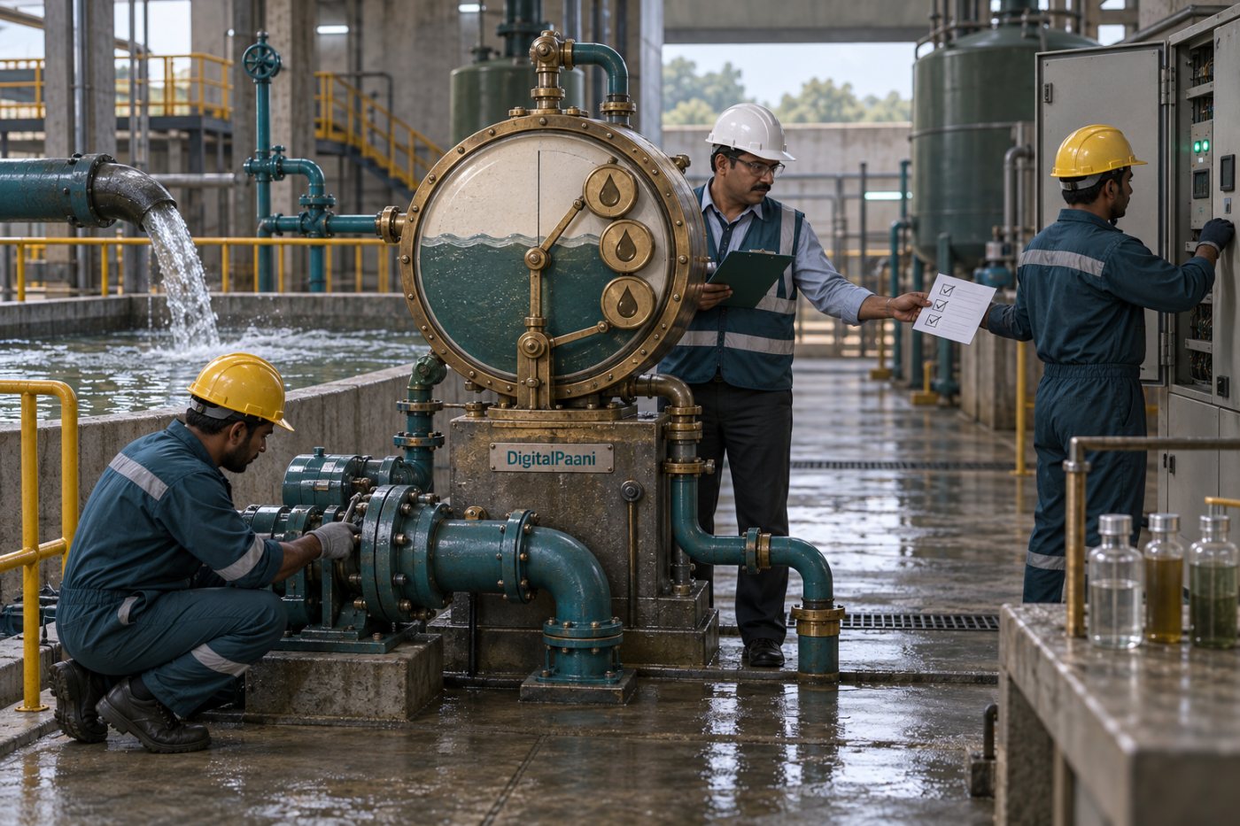 শিল্পপ্রতিষ্ঠানে DigitalPaani equipment, maintenance team ও water accounting সমন্বয় করছে