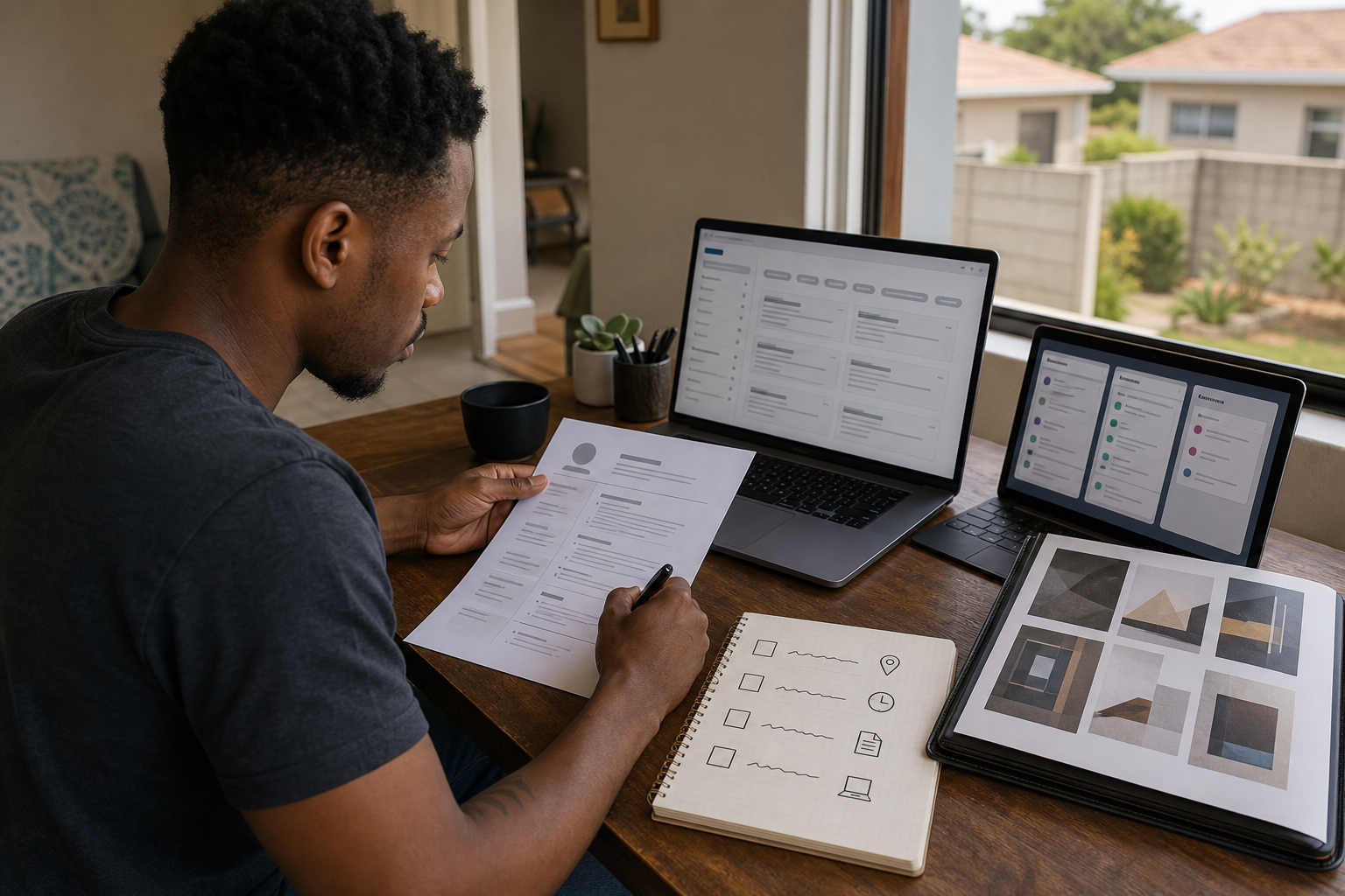 Job seeker preparing a remote-ready application and checking vacancy requirements