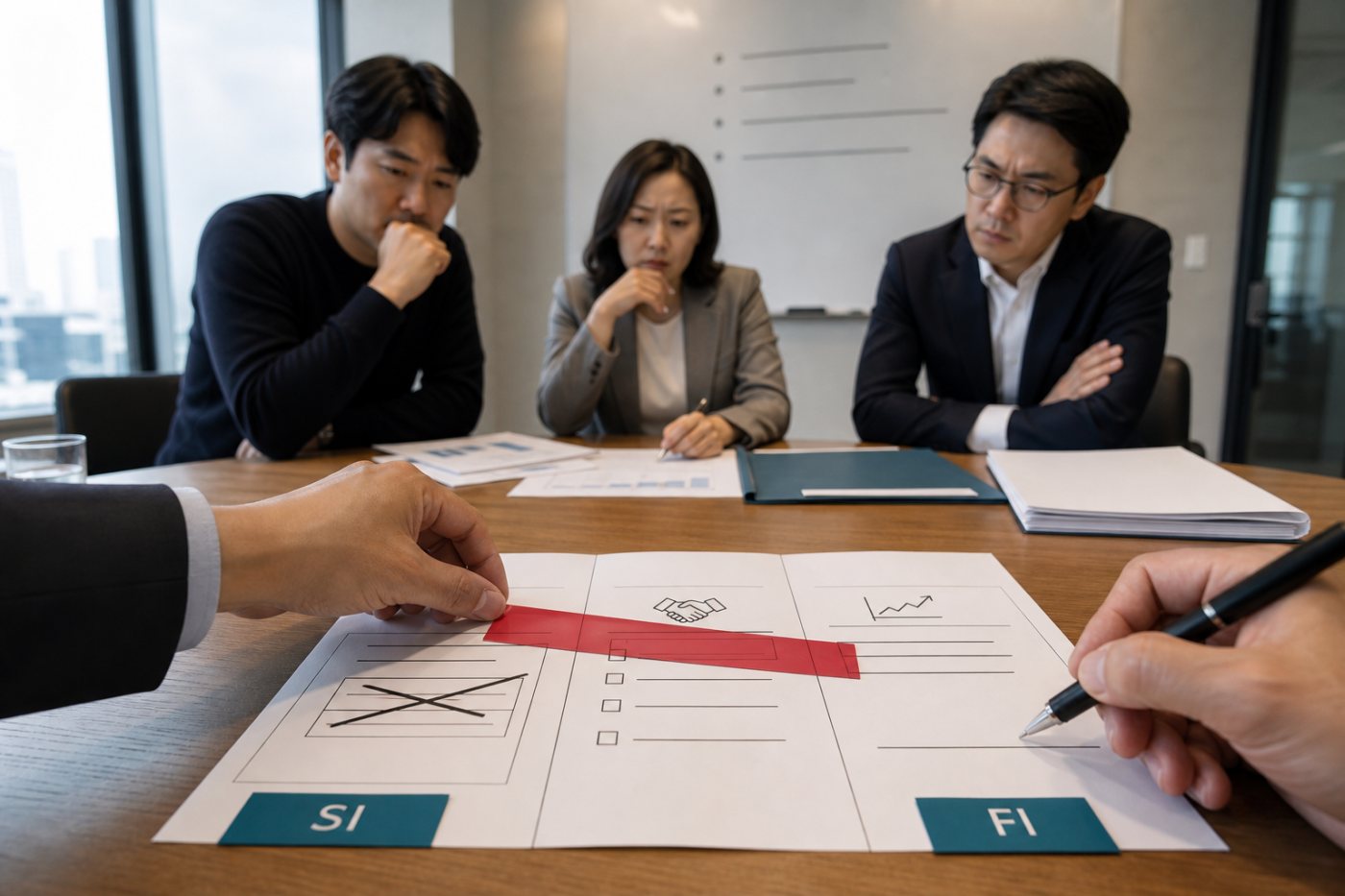 SI와 FI의 매각·정보·동의 권리가 겹쳐 후속 투자와 인수 결정을 제한하는 구조
