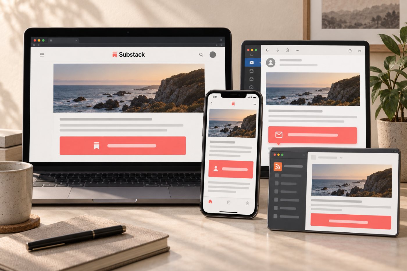 Substack投稿のメール、Web、アプリでの購読状態別表示とRSSの未登録者向け表示
