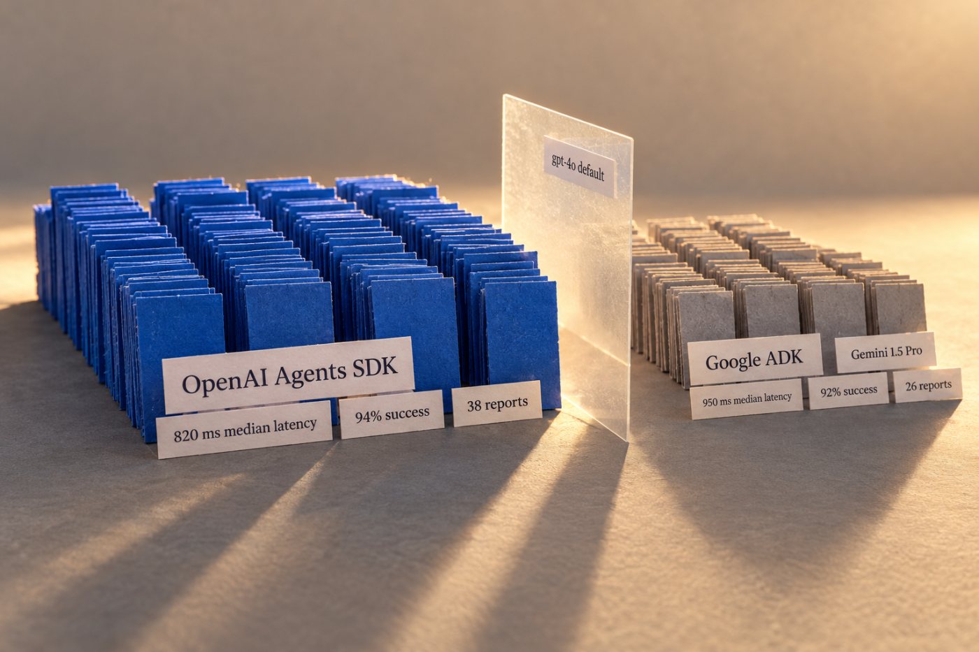 AgentSDK kogukonna mõõtmistes erinevad OpenAI Agents SDK ja Google ADK latentsus ning edukus, kuid ka valimid ja mudelitingimused.