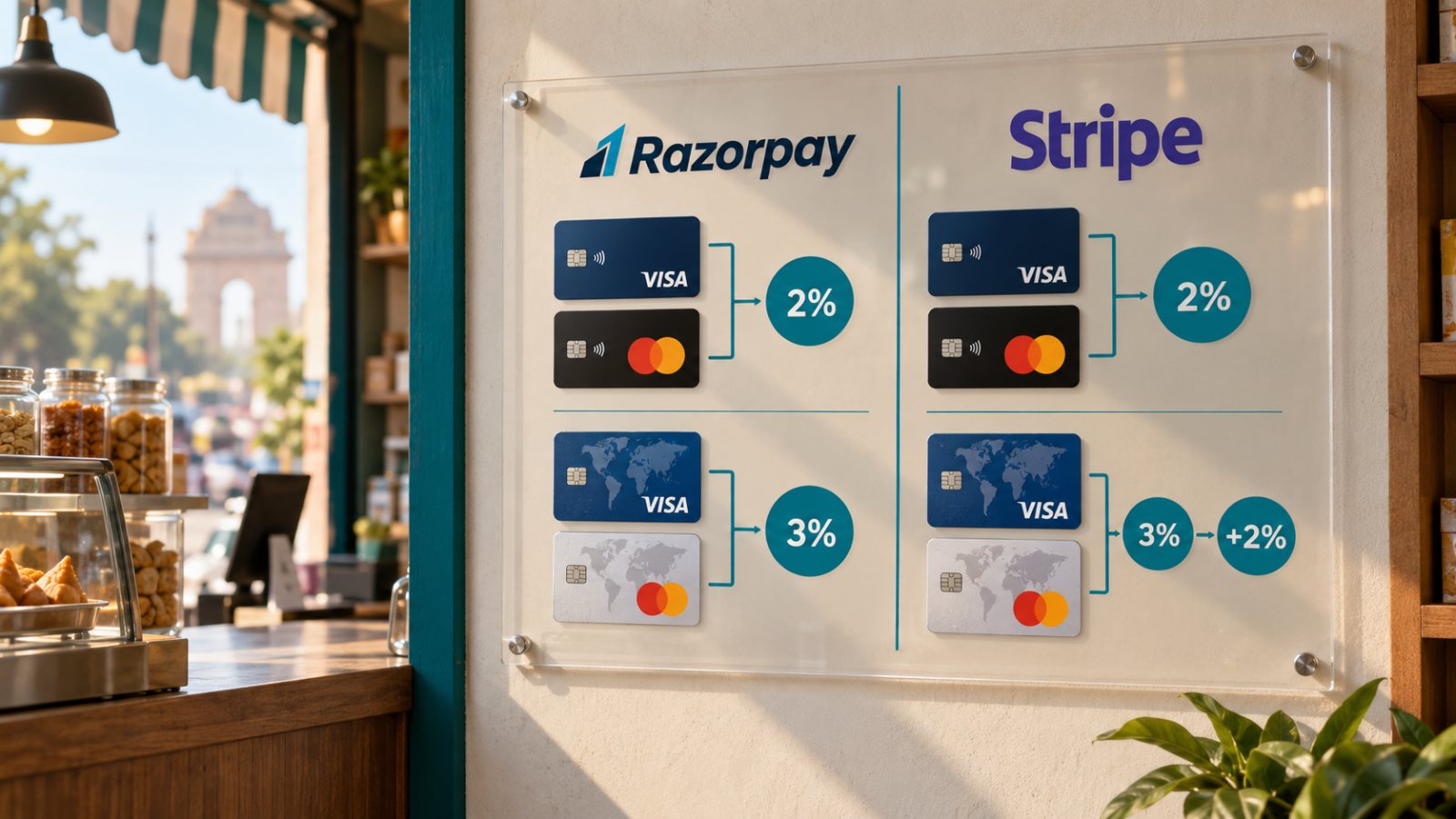 Razorpay या Stripe: 2% समान, विदेशी कार्ड पर अंतर खुलता है