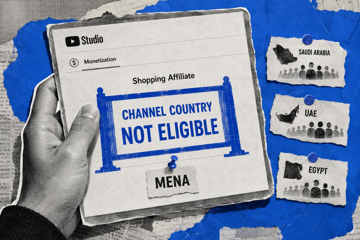 التحقق من بلد القناة يمنع الانضمام إلى YouTube Shopping Affiliate رغم وجود جمهور عربي