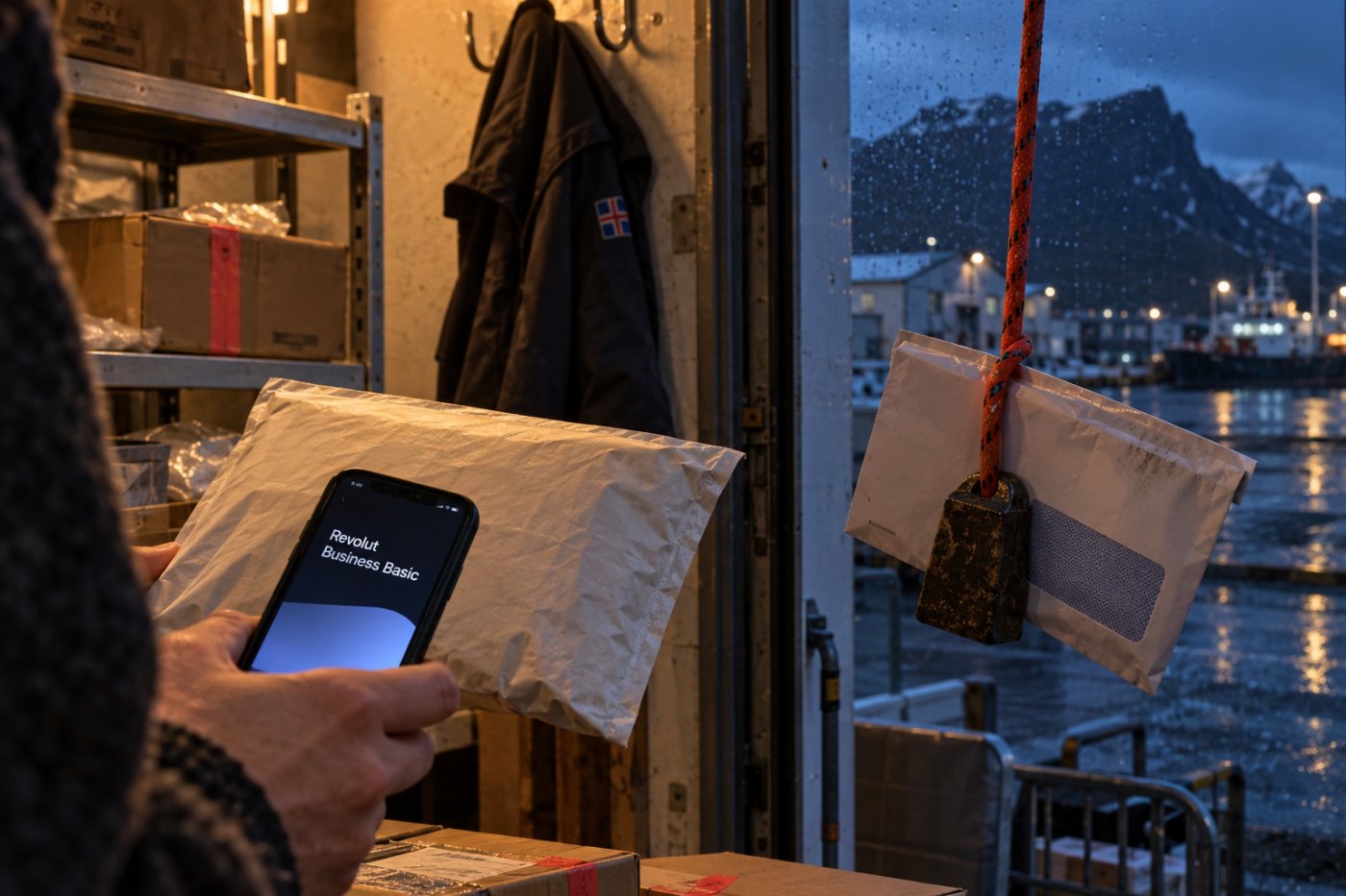 Kostnaður Revolut Business Basic við €30.000 gjaldeyrisskipti og eina alþjóðlega millifærslu er €189 á markaðstíma en €489 utan hans í reiknidæminu.