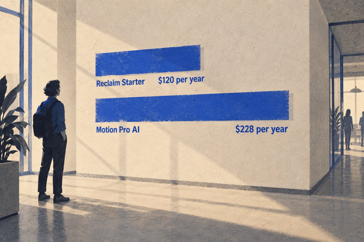 تكلفة مقعد سنوي واحد في Reclaim Starter مقارنة بتكلفة Motion Pro AI.