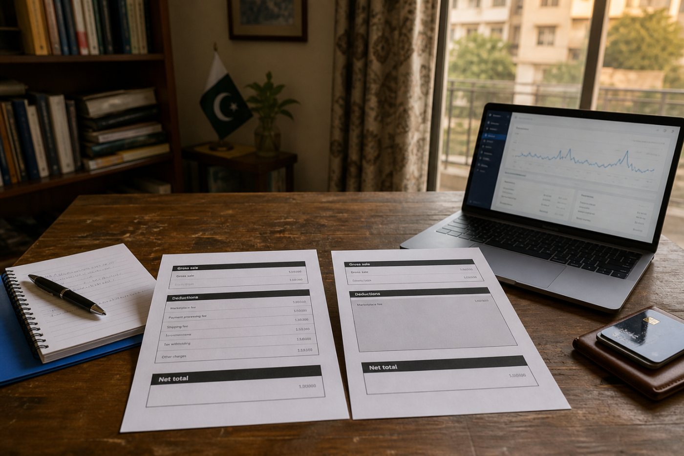 یکساں قیمت پر Gumroad direct اور Discover فروخت کی مختلف کٹوتیاں اور خالص رقم
