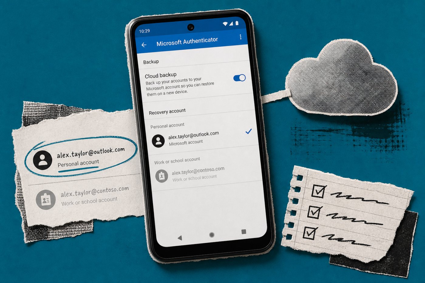 Android पर व्यक्तिगत Microsoft खाते के साथ Authenticator क्लाउड बैकअप तैयार करना