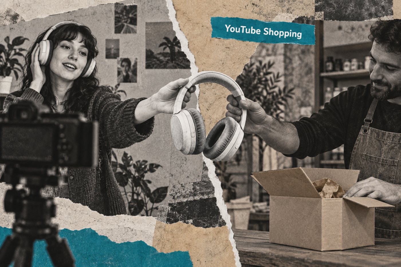 Un produit recommandé via YouTube Shopping est acheté auprès du marchand, qui traite la commande.