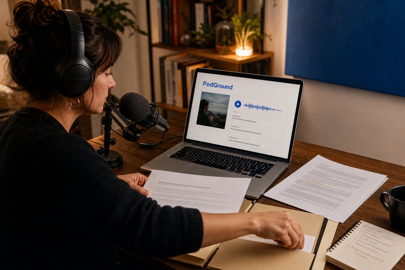 Dossier PodGround réunissant le lien du podcast, un épisode publié, les difficultés du projet et ses objectifs annuels.