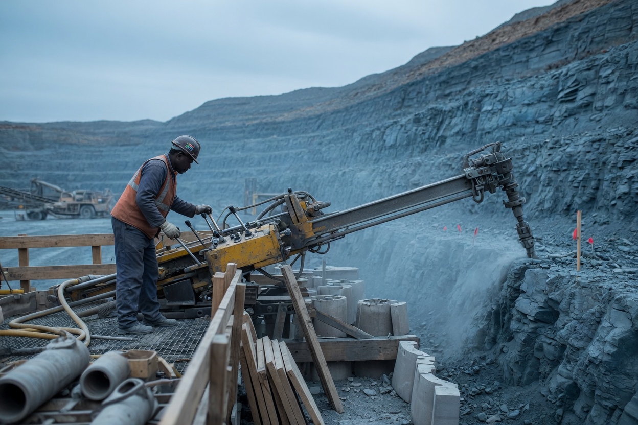 Miner working at Venetia diamond mine infrastructure