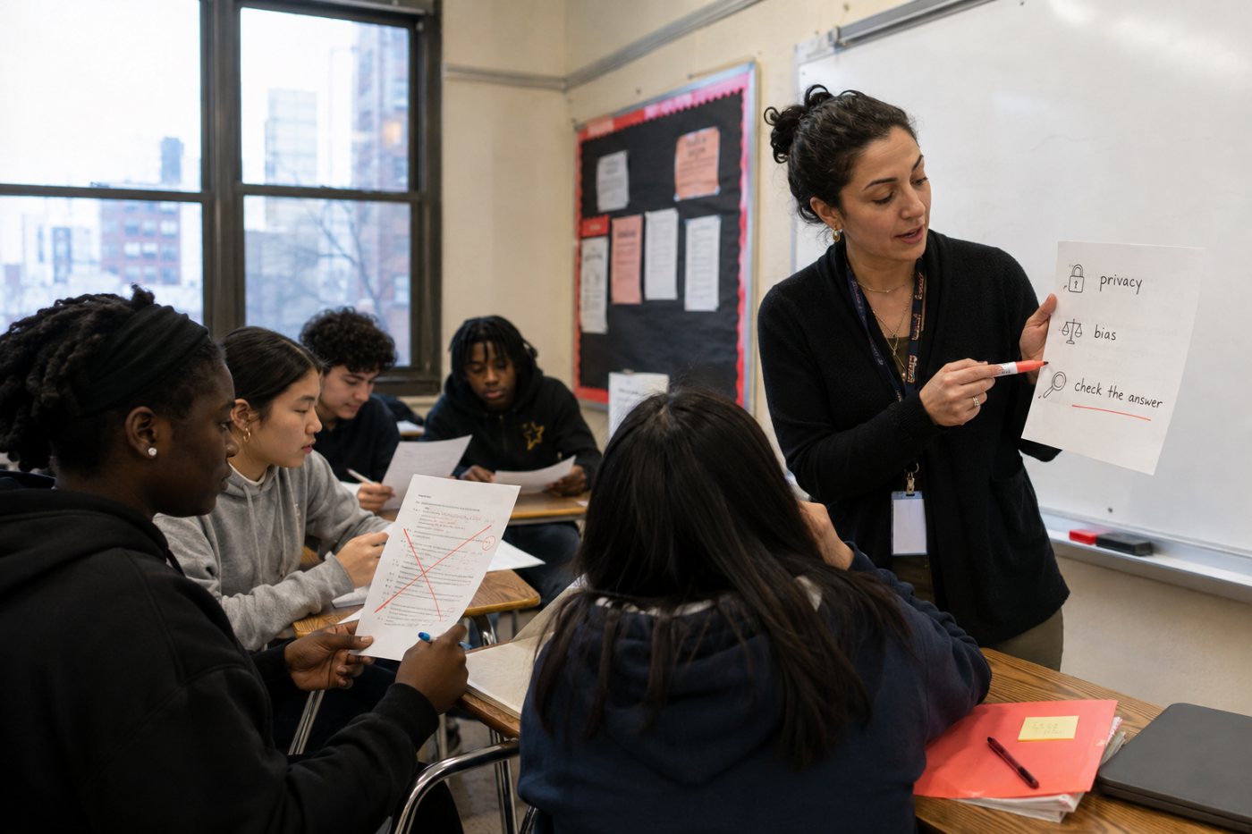 Highschool-Schüler in New York absolvieren unter Anleitung ein Pflichtmodul zu Datenschutz, Verzerrungen und Grenzen generativer KI.