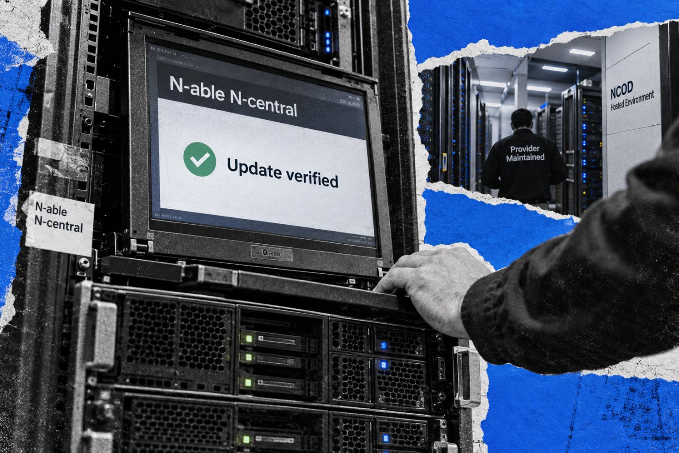 Lokale N-central-Instanz auf Build 2026.3.1.14 aktualisiert, während die gehostete NCOD-Umgebung bereits gepatcht ist.