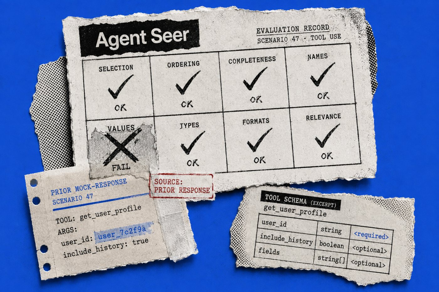 A correctly selected tool receiving separate argument checks, with its value failing against earlier scenario data.