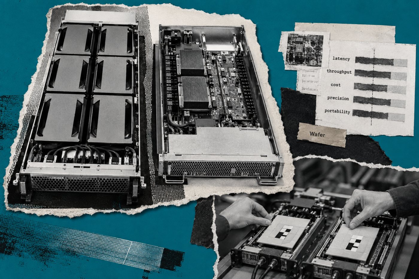 A normalized inference test compares latency, throughput, cost, precision and portability across accelerator families.