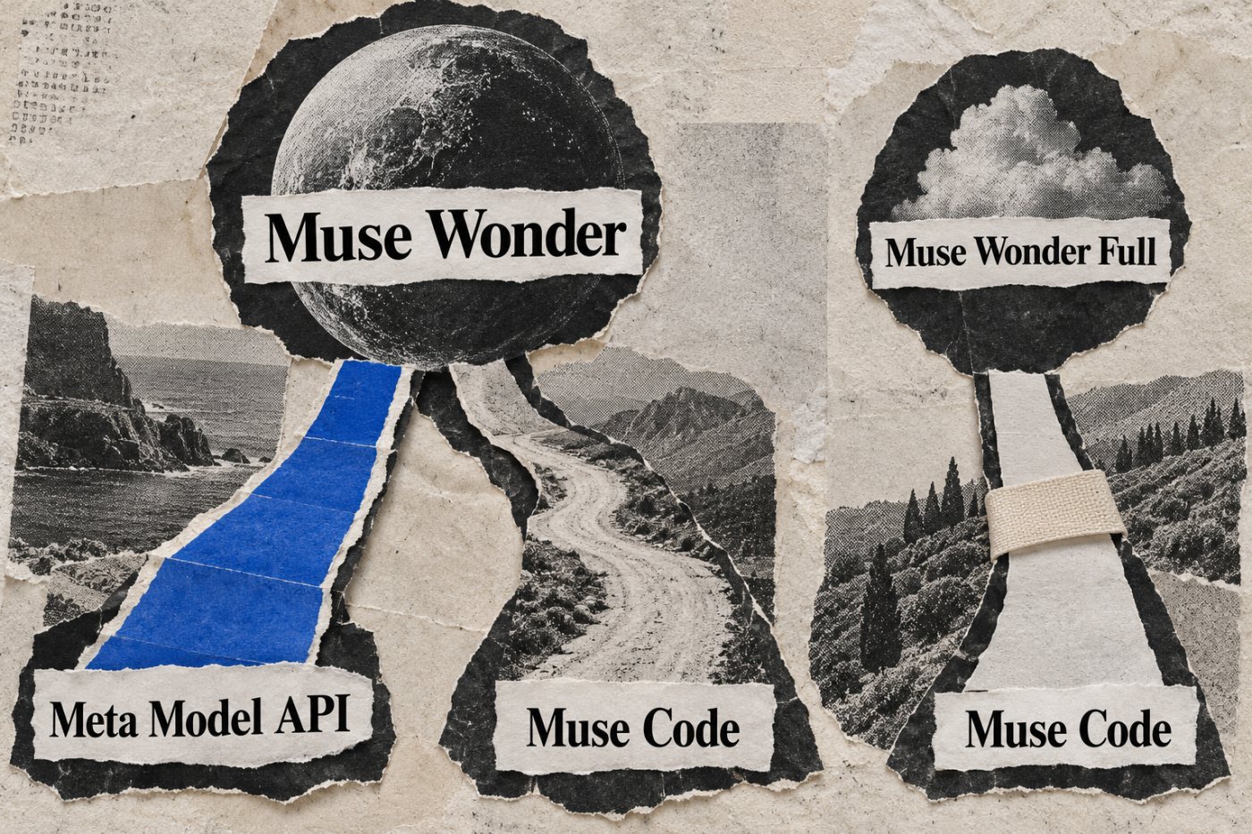 مقارنة وصول تُظهر إتاحة Muse Wonder عبر Meta Model API وMuse Code، وحصر Wonder Full في Muse Code.