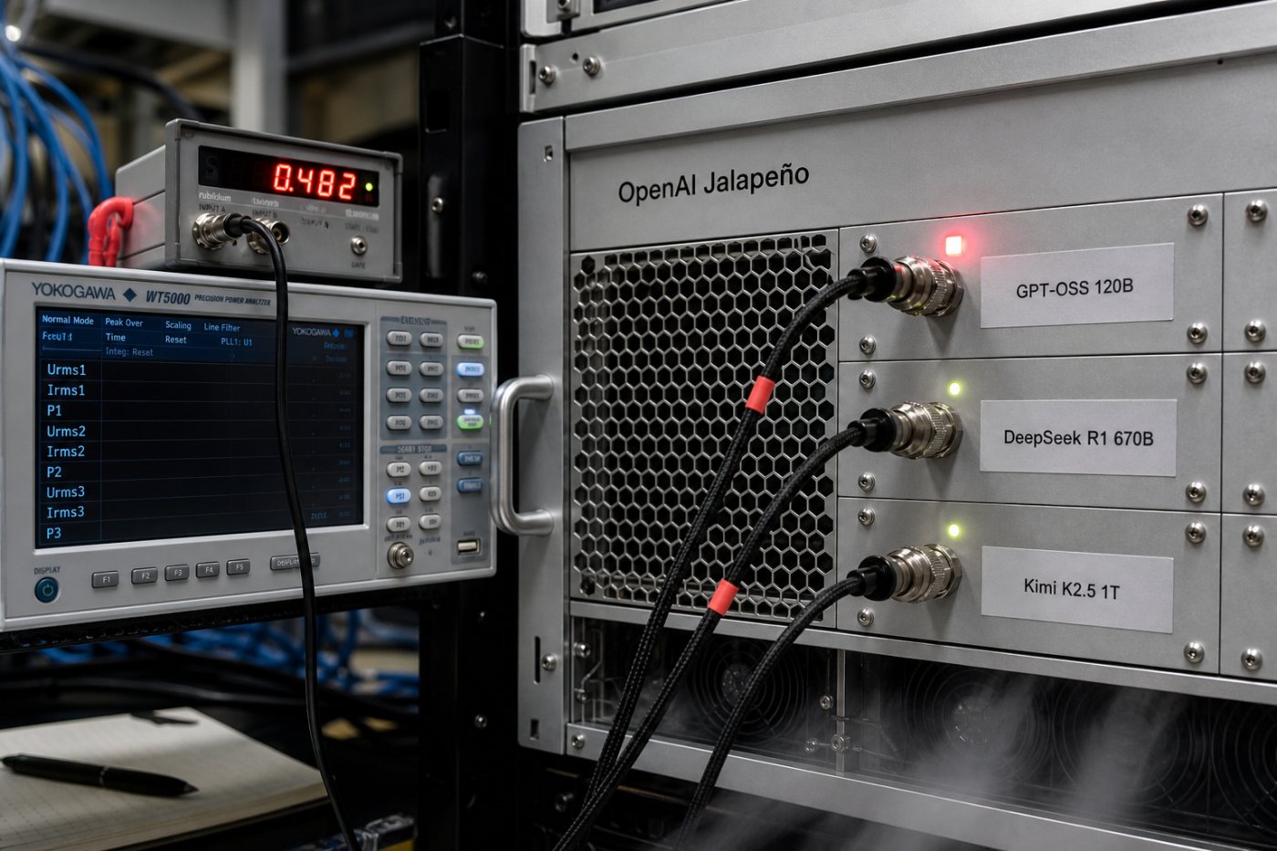 OpenAI Jalapeño sisteminin üç açık modelde watt başına kapasite ve gecikme ölçümleri