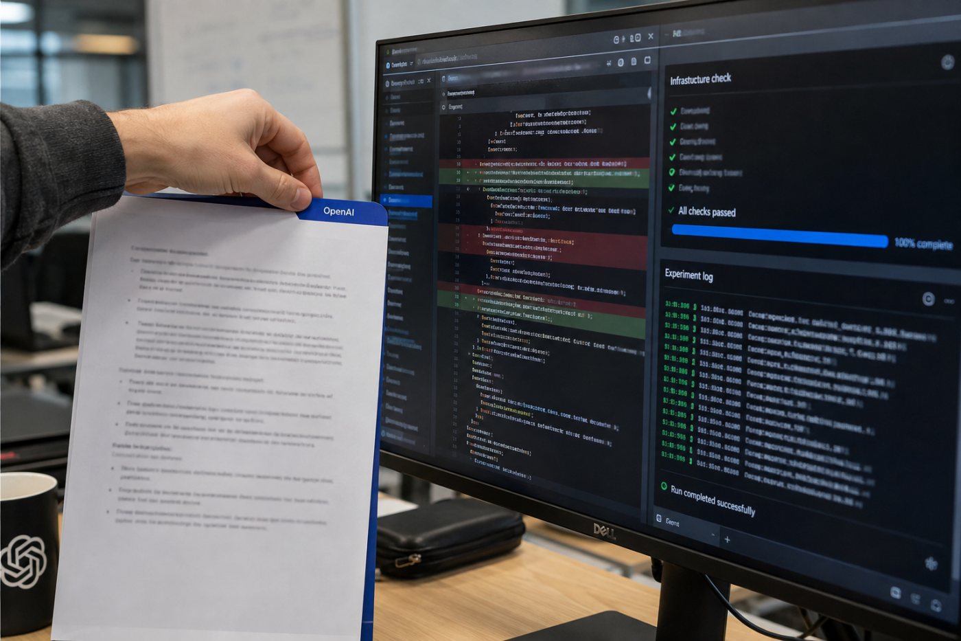 Una tarea delimitada de OpenAI se convierte mediante agentes en cambios de código, comprobaciones y registros de experimentos.