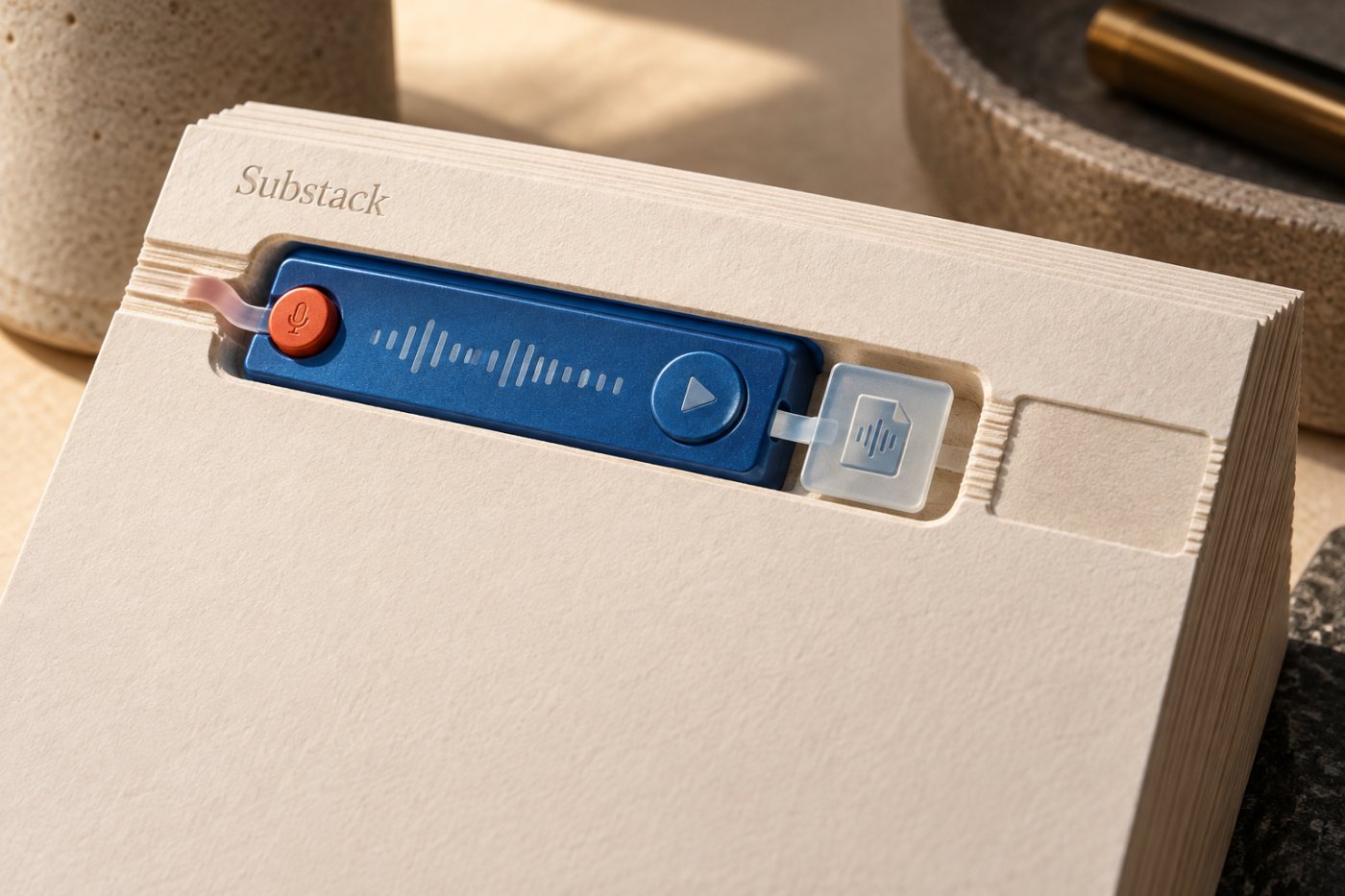 Substackの記事に録音または音声ファイルから1本のVoiceoverを追加し、記事上部に固定する工程