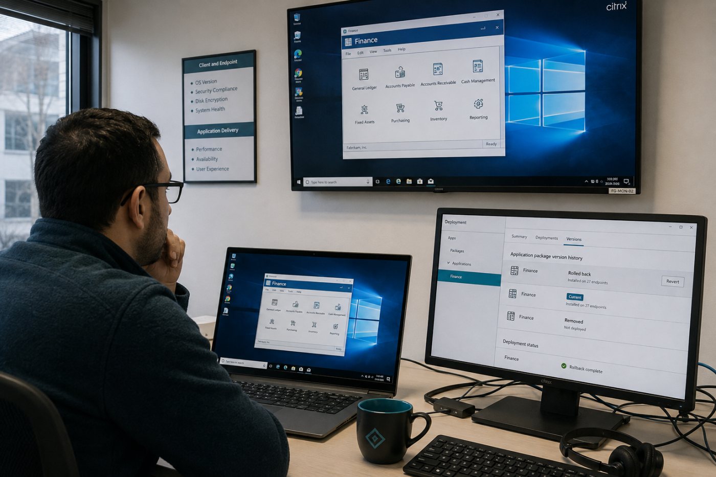 تحديث تطبيق مُدار والتراجع عنه مع بقاء صورة Windows الأساسية من دون تعديل.