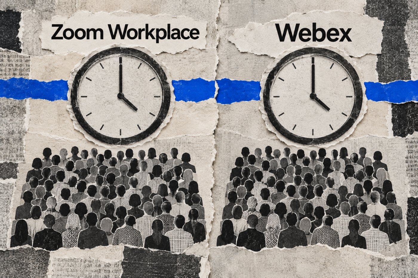 Zoom Workplace Basic und Webex Free haben dieselbe Grenze von 40 Minuten und bis zu 100 Teilnehmenden je Besprechung.
