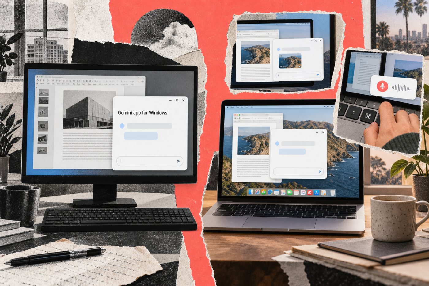 Gemini uygulamasında Windows ve macOS arasındaki ekran bağlamı ve dikte farkı