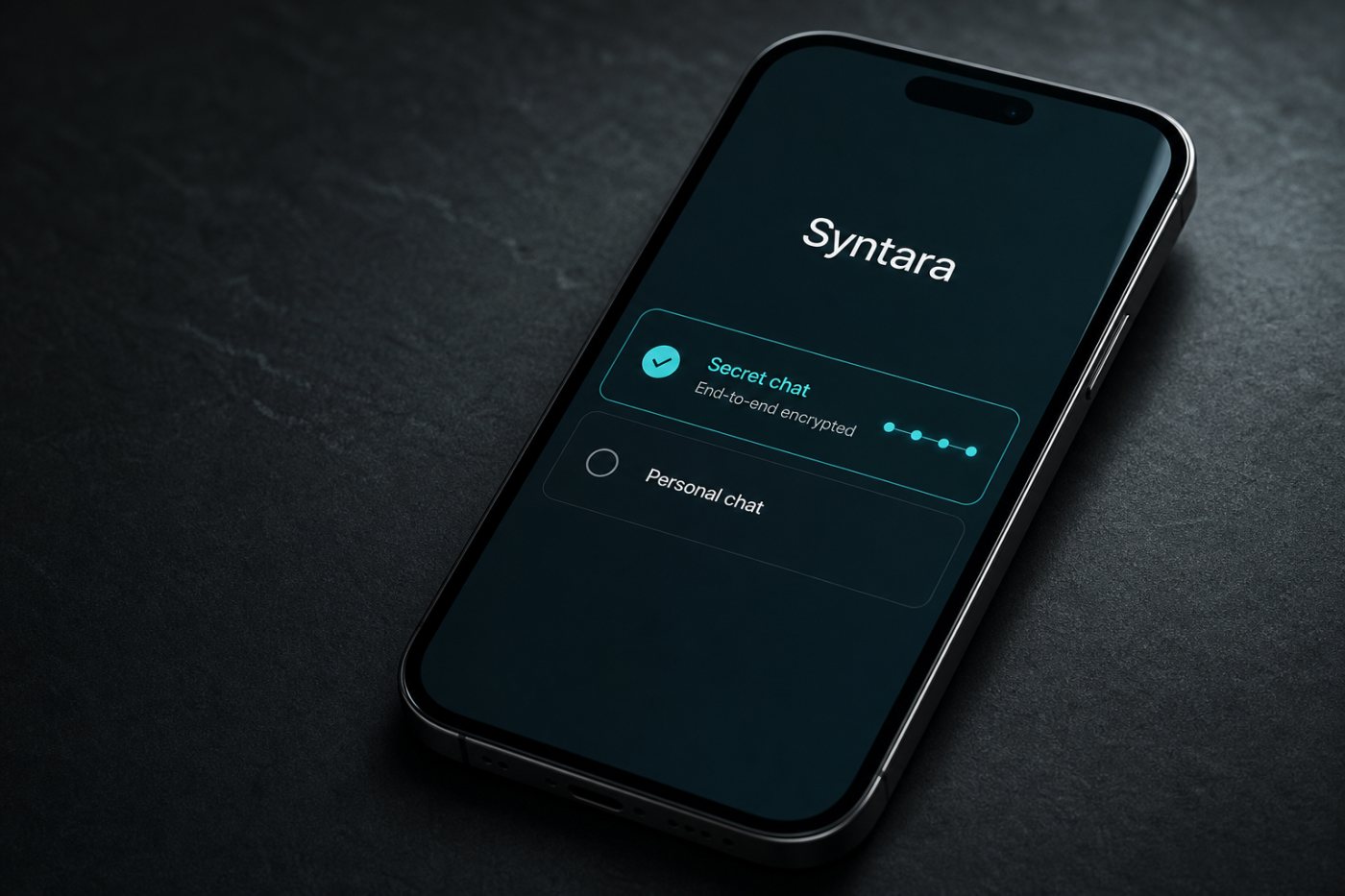 В Syntara секретный чат выбирают отдельно от обычной переписки перед отправкой конфиденциального сообщения.