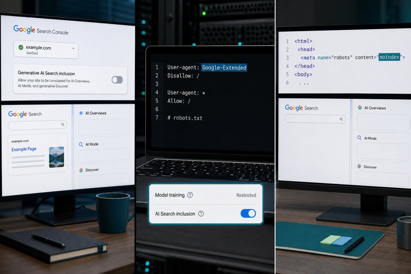 Search Console、Google-Extended、noindexで異なる範囲を制御する工程