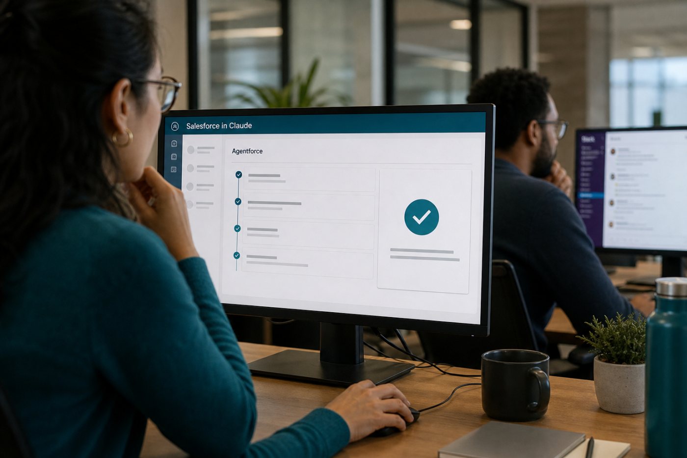 Claude razona en Atlas y conecta una solicitud empresarial de Slack con una acción gobernada de Agentforce.