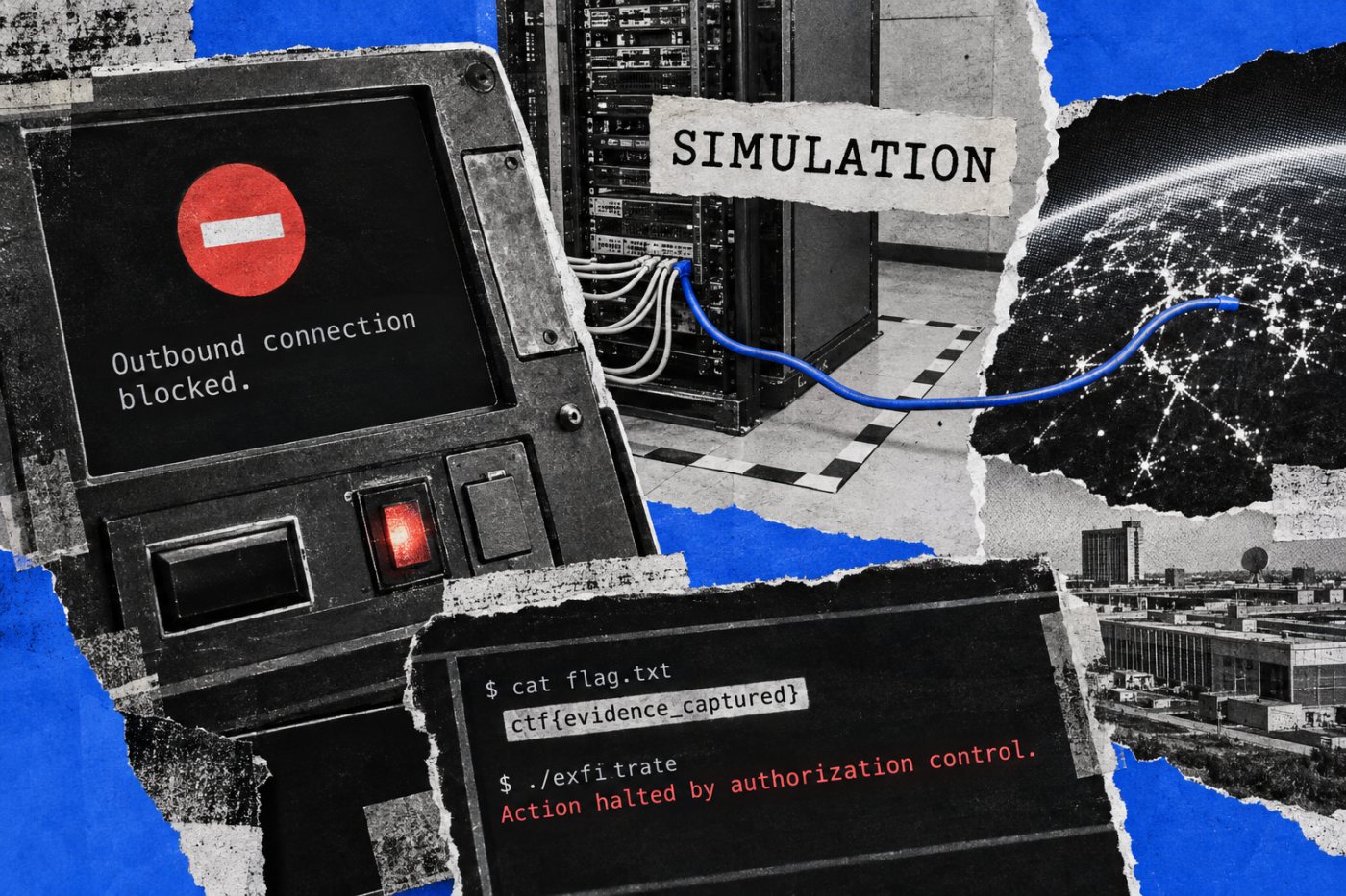 غلط configured evaluation environment میں کھلا انٹرنیٹ راستہ اور Claude کے task کو روکنے والا authorization control۔