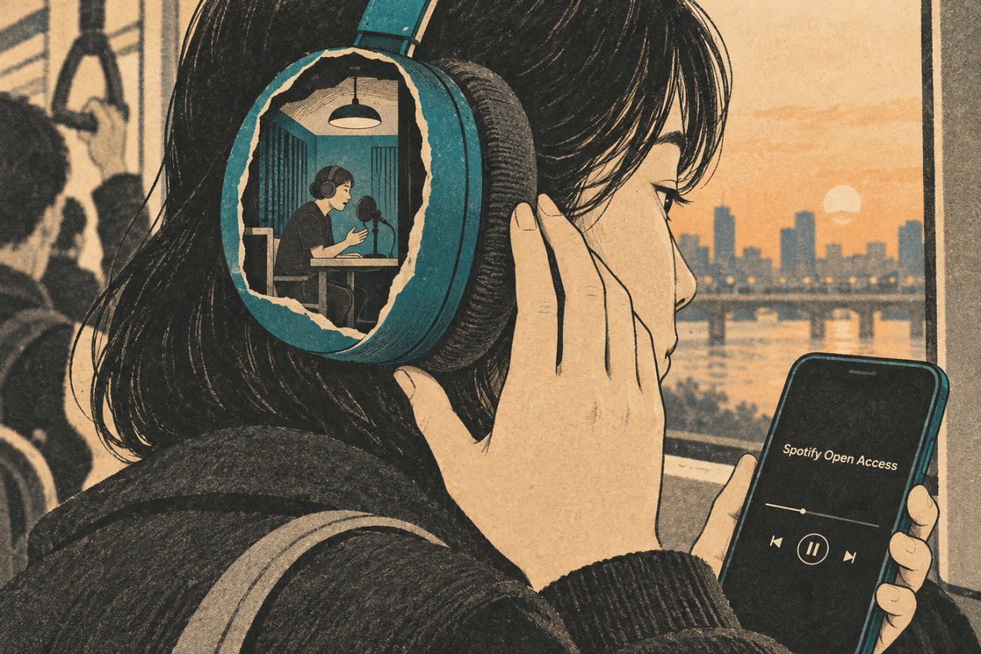 외부 멤버십을 통해 제공한 유료 팟캐스트를 구독자가 Spotify에서 듣는 연결 과정