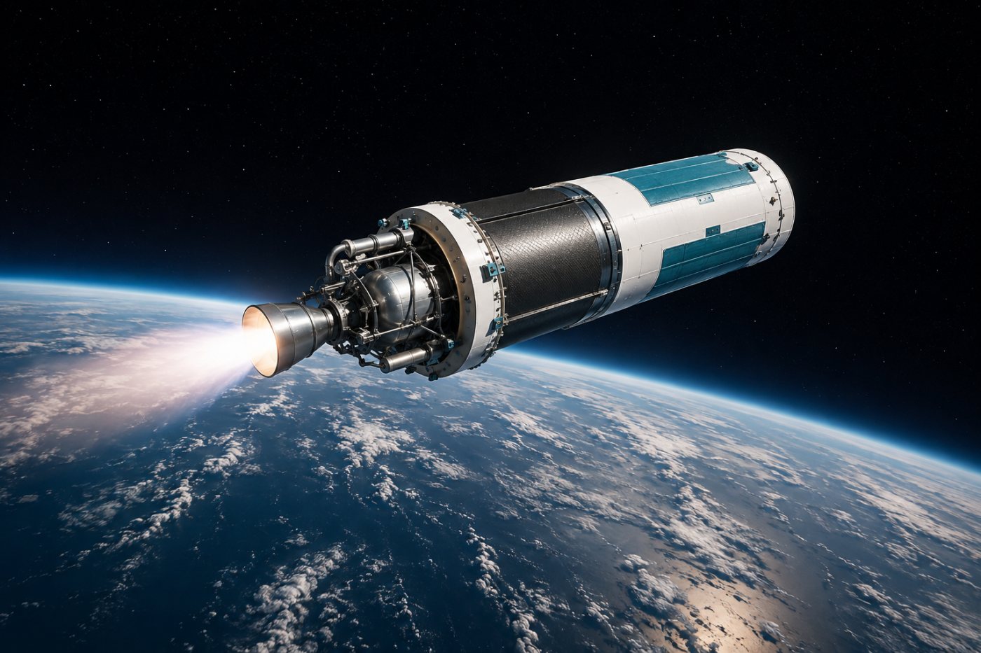La etapa superior de Spectrum avanza sobre la Tierra durante la fase orbital del segundo vuelo.