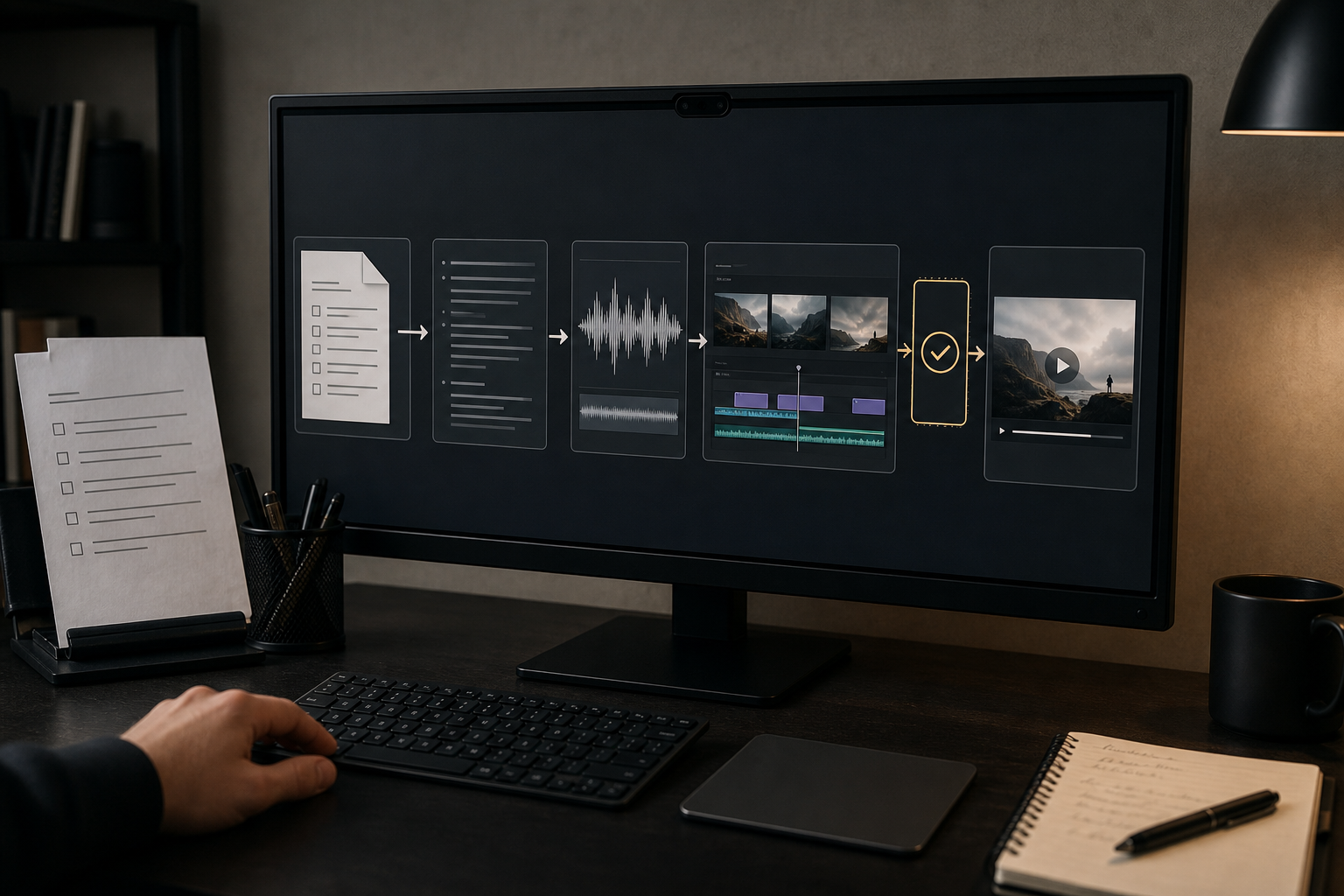Рабочий процесс SilentForge от задания темы до сценария, озвучки, монтажа и миниатюры