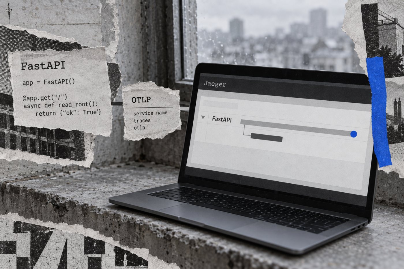 FastAPI请求经OpenTelemetry的OTLP导出后，在Jaeger中形成可查询的链路。