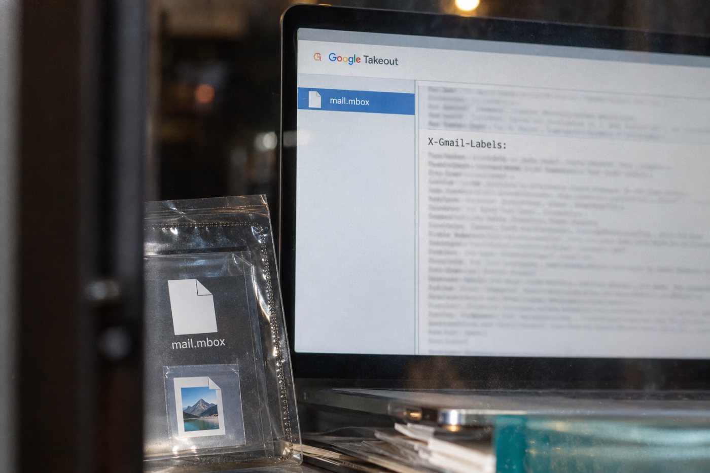 MBOX arhiva s Gmail porukom, privitkom i zapisom oznake u zaglavlju