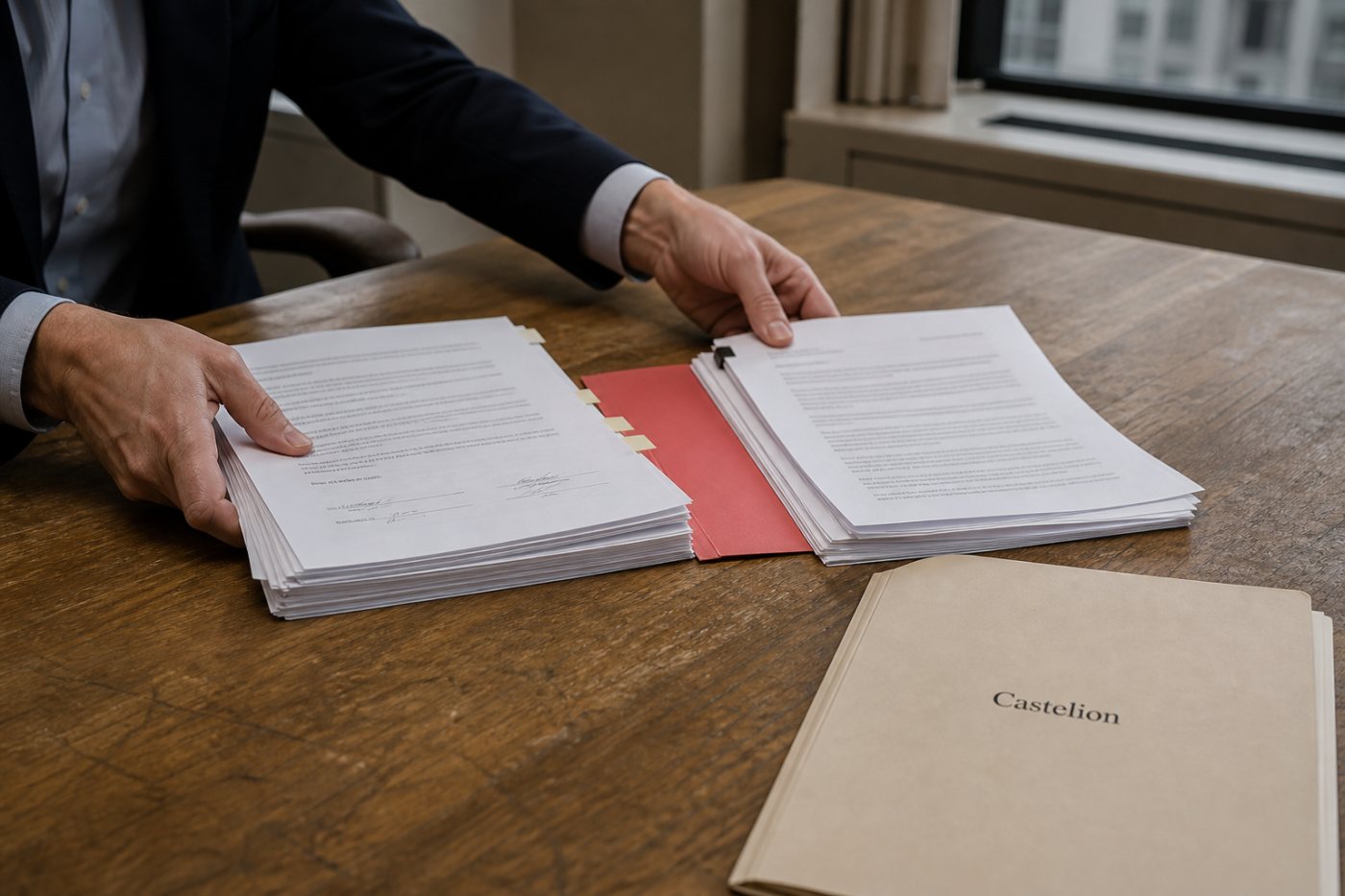 Décomposition du financement de Castelion entre 800 millions de dollars de capital et 250 millions de crédit renouvelable engagé.
