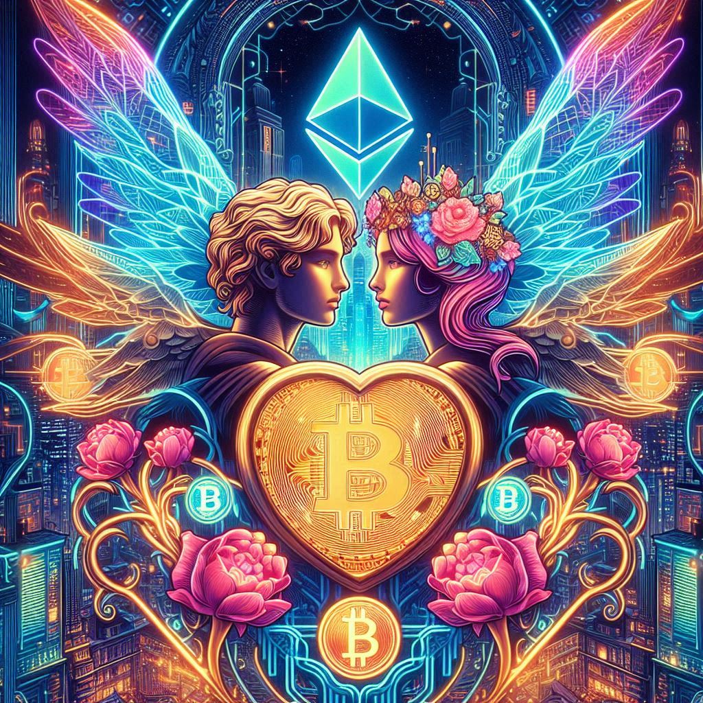 Crypto-Tarot: VI. The Lovers  "Biggest dilemma: Bitcoin or coffee machine?"