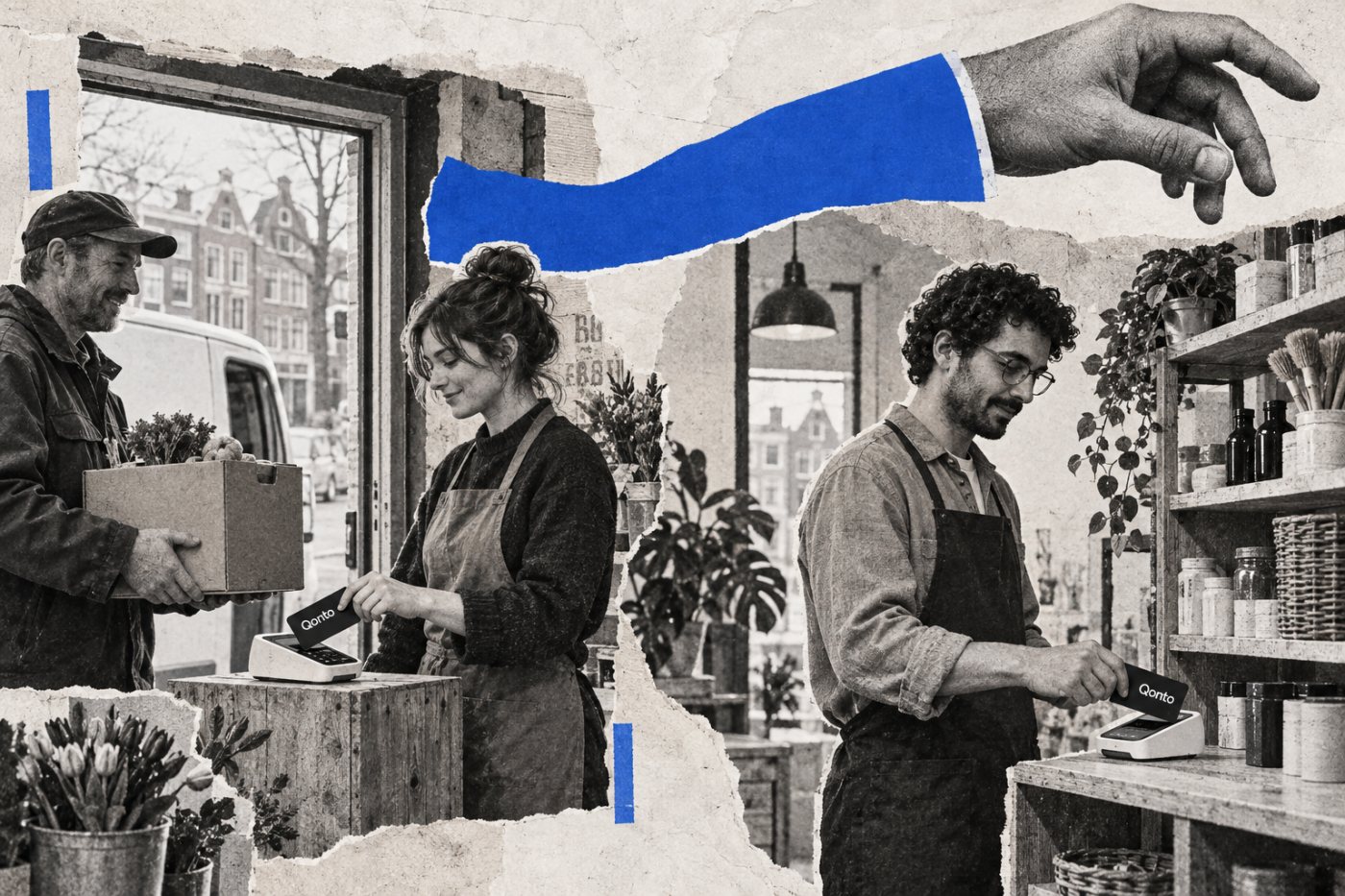 Teamleden gebruiken afzonderlijke Qonto-betaalkaarten voor zakelijke uitgaven met gescheiden bevoegdheden.