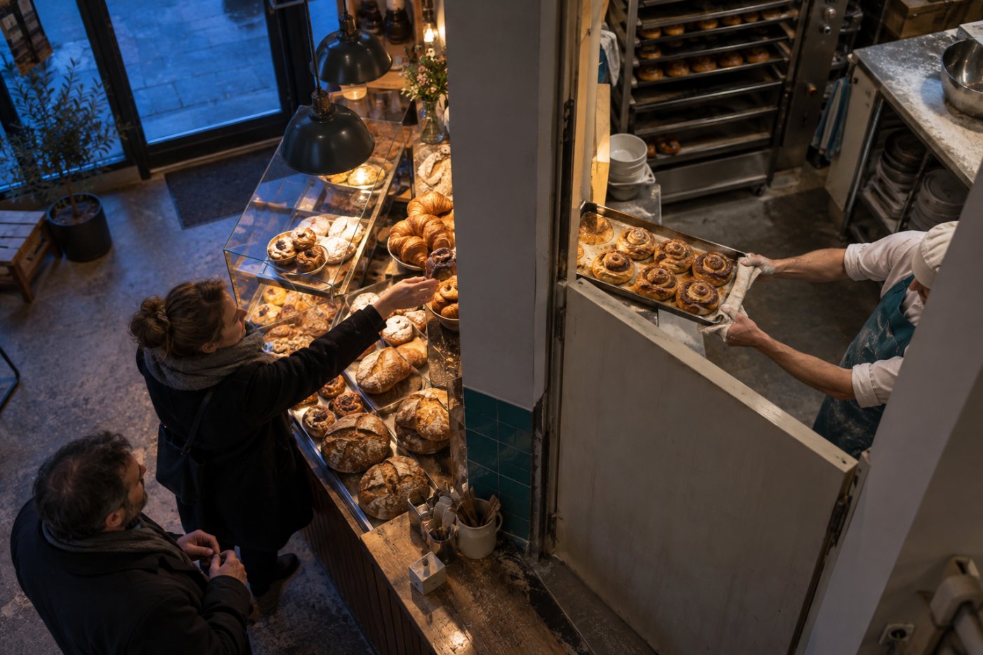 Et bakeri viser sluttproduktet, mens fremgangsmåten bak det holdes utenfor kundenes innsyn.