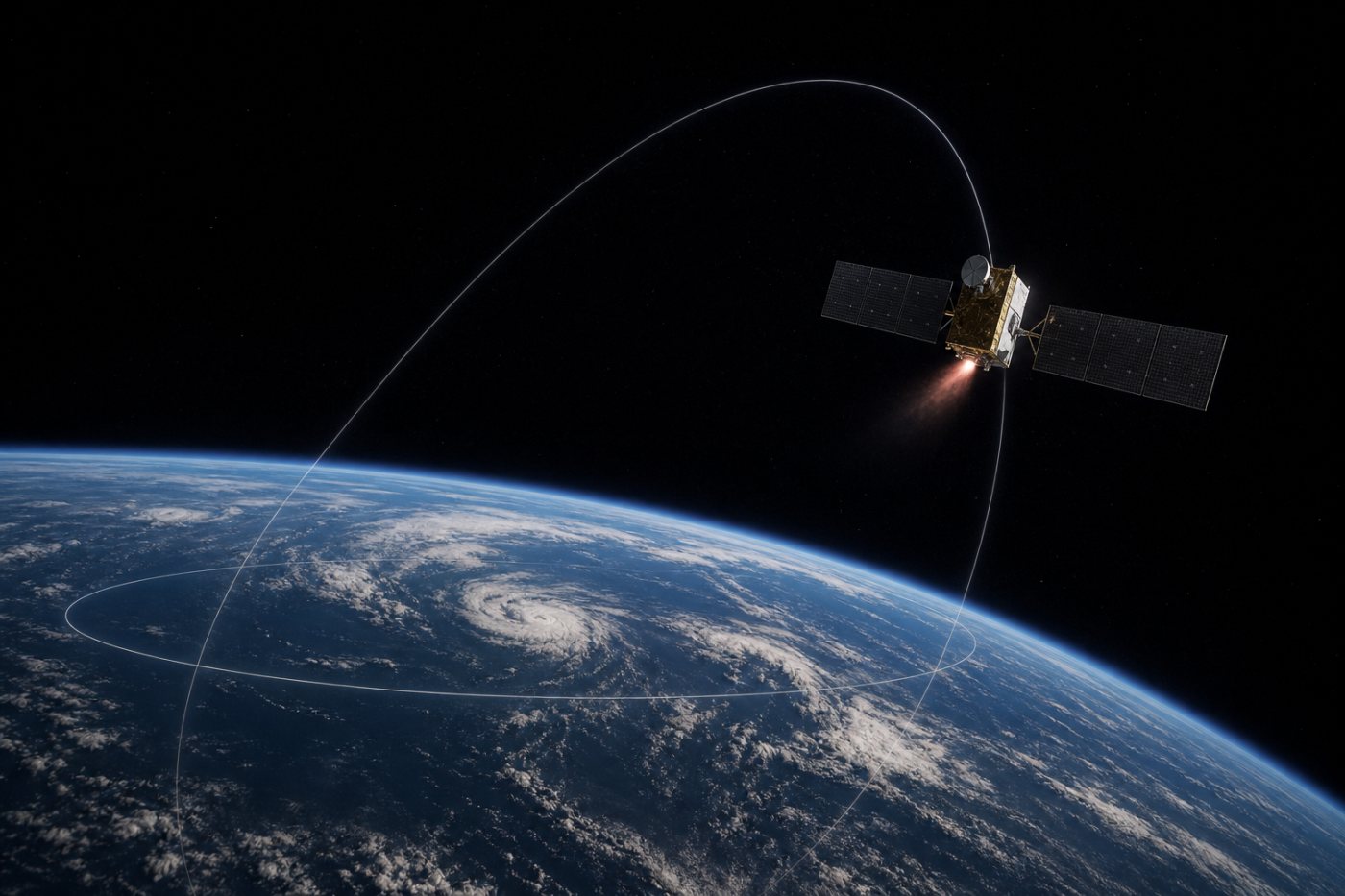 MTG-I2 separado do Ariane 6 em uma órbita de transferência elíptica antes da órbita geoestacionária.