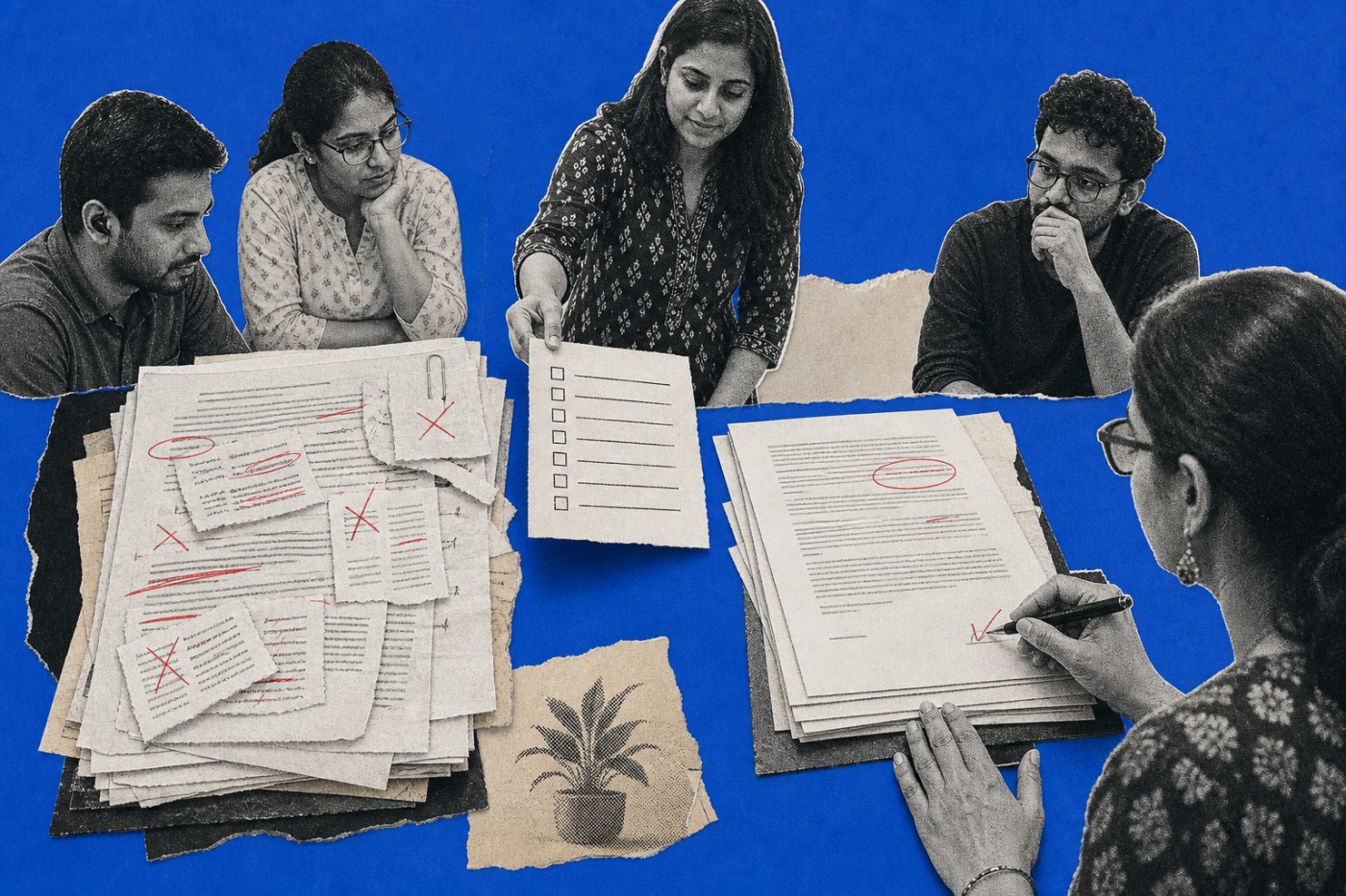 संदर्भ सूची जोड़ने के बाद कम सुधार वाला AI कार्यप्रवाह, जिसमें उच्च-प्रभाव परिणाम की मानव समीक्षा बनी रहती है।