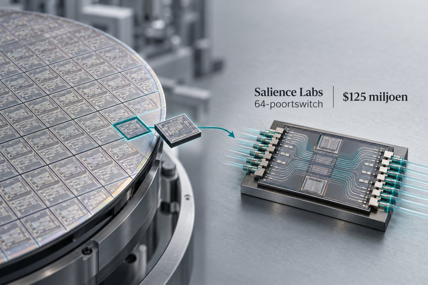 Siliciumfotonische schakelchips van Salience Labs in het traject naar herhaalbare productie.